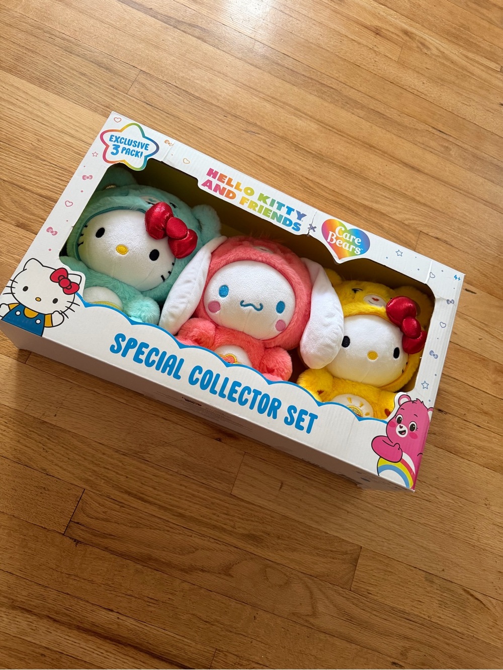 Sanrio Hello Kitty & Friends Care Bears Plush Trio - Mint, Coral, Yellow